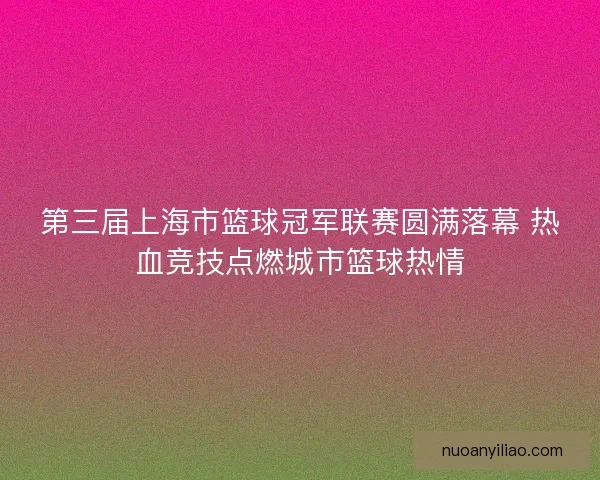 第三届上海市篮球冠军联赛圆满落幕 热血竞技点燃城市篮球热情